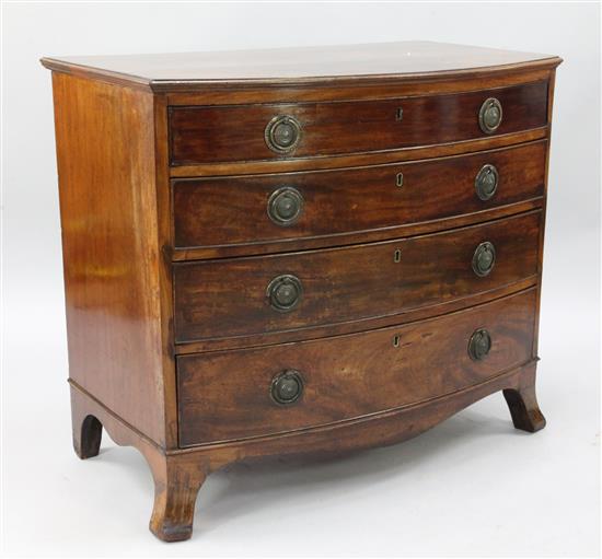 A Regency mahogany bowfront chest, W.3ft 2in. D.1ft 11in. H.2ft 9in.